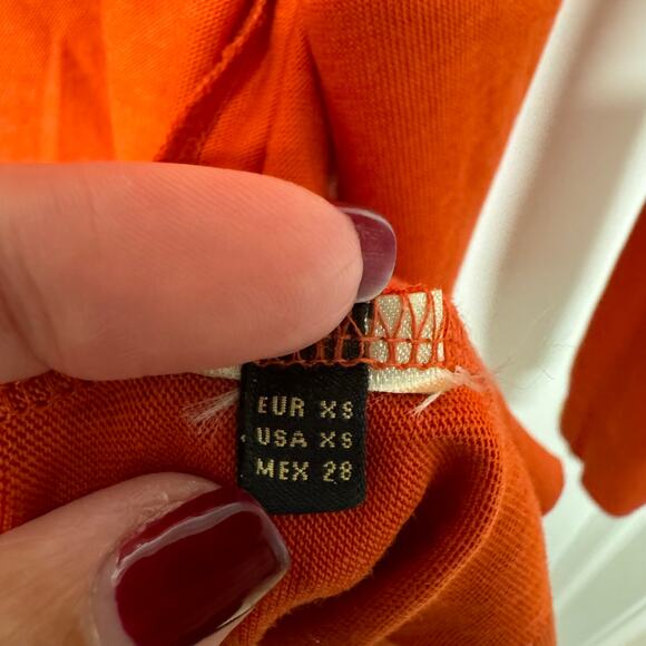 Massimo Dutti Womens Orange Open Cardigan Sweater Silk Cotton Blend Size XS - Picture 6 of 8